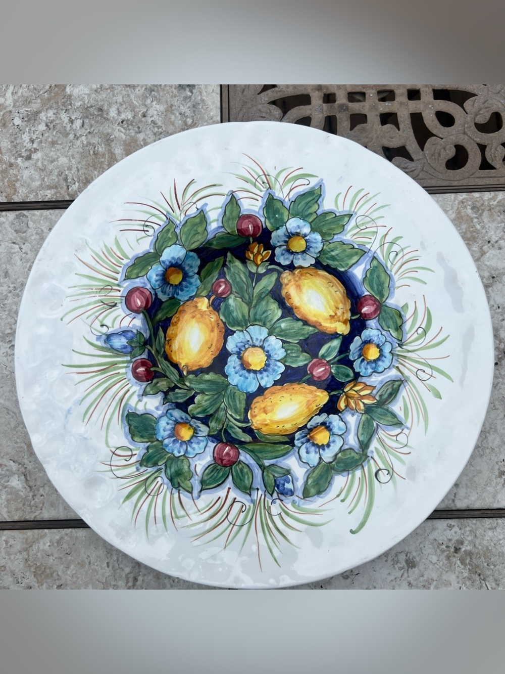 Unknown Maker Handmade Pottery- 16 Inch Plate.Made/painted by hand in ITALY!